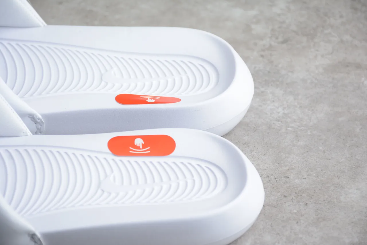 Nike Benassi JDI White Black Orange Slippers 5