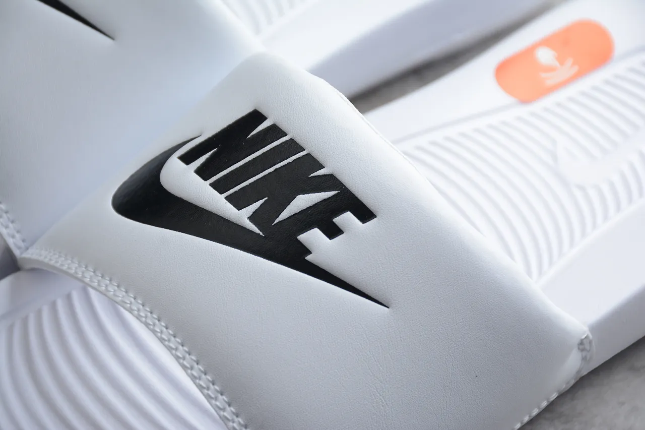 Nike Benassi JDI White Black Orange Slippers 6