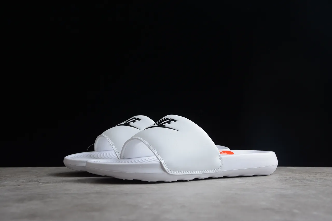 Nike Benassi JDI White Black Orange Slippers 12