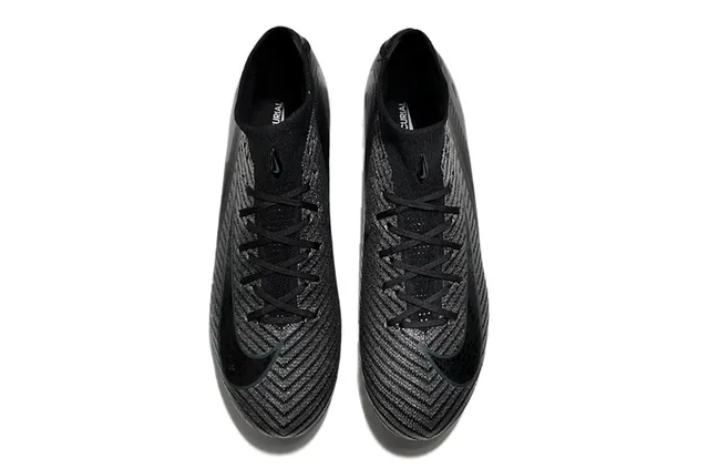 Nike Black Blue High-Cut Sock-Fit Collar Textured Flyknit Upper Firm-Ground Soccer Shoes 2