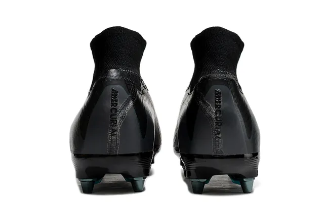 Nike Black Blue High-Cut Sock-Fit Collar Textured Flyknit Upper Firm-Ground Soccer Shoes 4