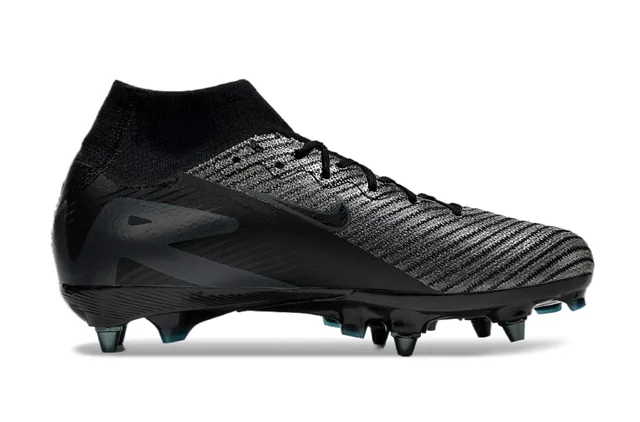 Nike Black Blue High-Cut Sock-Fit Collar Textured Flyknit Upper Firm-Ground Soccer Shoes 7