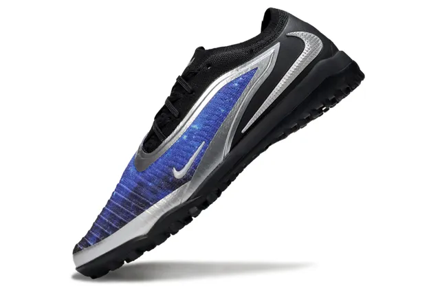 Nike Black Blue Low-Cut Sock-Fit Collar Knit Forefoot Panel Turf Soccer Shoes 3