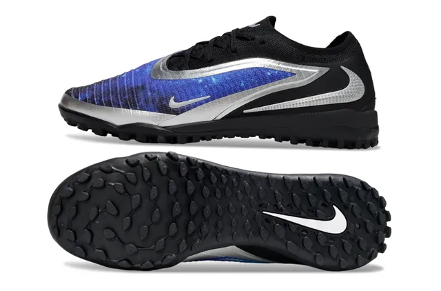 Nike Black Blue Low-Cut Sock-Fit Collar Knit Forefoot Panel Turf Soccer Shoes 6