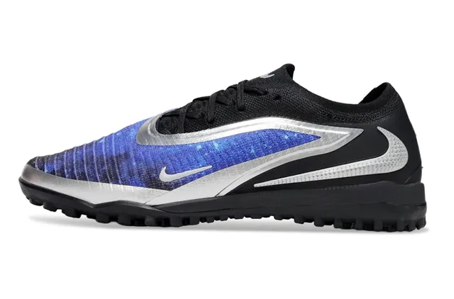 Nike Black Blue Low-Cut Sock-Fit Collar Knit Forefoot Panel Turf Soccer Shoes 7