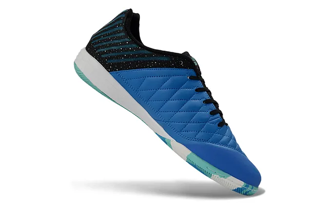 Nike Noir Bleu Chaussures de football indoor à lacets bas avec capuchon d'orteil matelassé 2