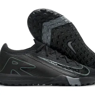 Nike Black Green Knit Upper Asymmetrical Collar Turf Soccer Shoes
