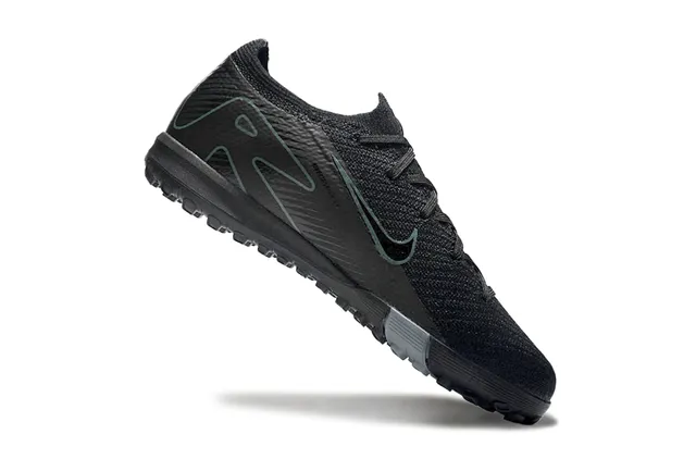 Nike Black Green Knit Upper Asymmetrical Collar Turf Soccer Shoes 2