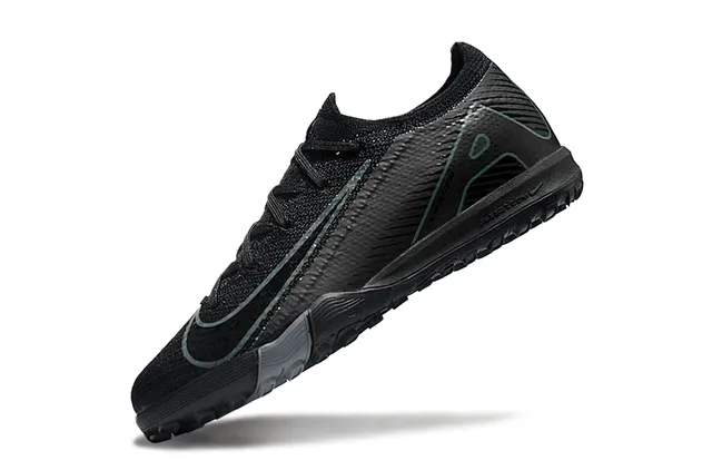 Nike Black Green Knit Upper Asymmetrical Collar Turf Soccer Shoes 3