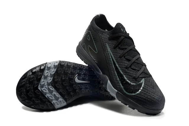 Nike Black Green Knit Upper Asymmetrical Collar Turf Soccer Shoes 4