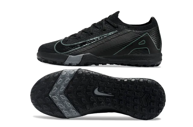 Nike Black Green Knit Upper Asymmetrical Collar Turf Soccer Shoes 6
