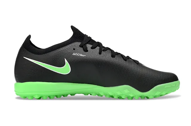 Nike Chaussures de football turf noir et vert coupe basse upper sock-fit en tissu Atomknit 5