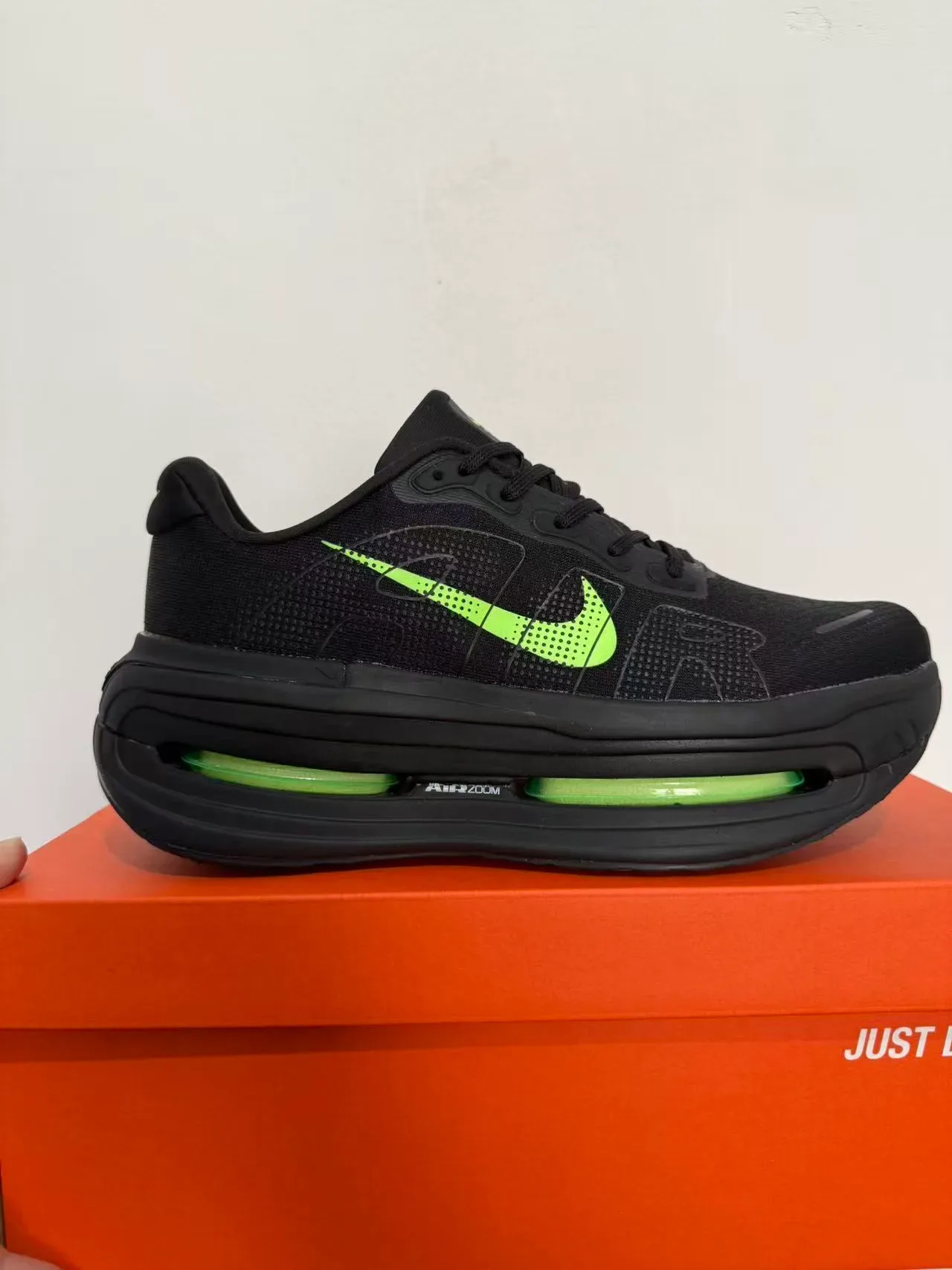 Nike Tênis Running Preto Verde Malha Superior Visible Air Zoom Unit 6