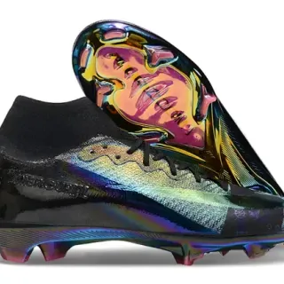 حذاء كرة قدم Nike للأرض الصلبة منخفض القطع مع كولار من الجورب مع الجزء العلوي أسود متعدد الألوان قزحي الألوان هولوغرافي