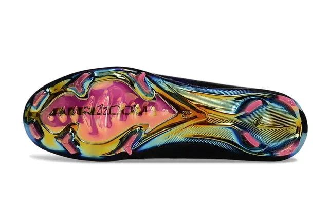 Nike Sapatos de futebol Low-Cut Sock-Fit Collar Firm-Ground Upper Preto Multicolor Iridescente Holográfico 6