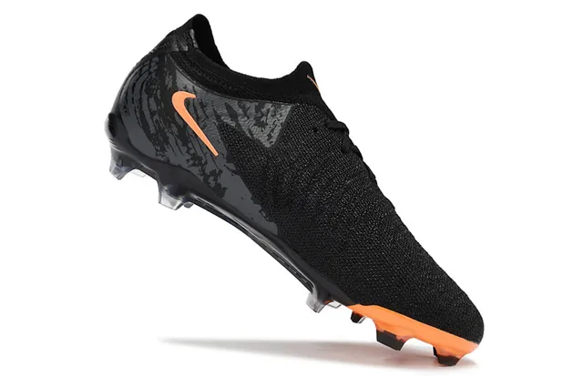 Nike Black Orange Knit Upper Sock-Fit Collar Firm-Ground Soccer Shoes 2