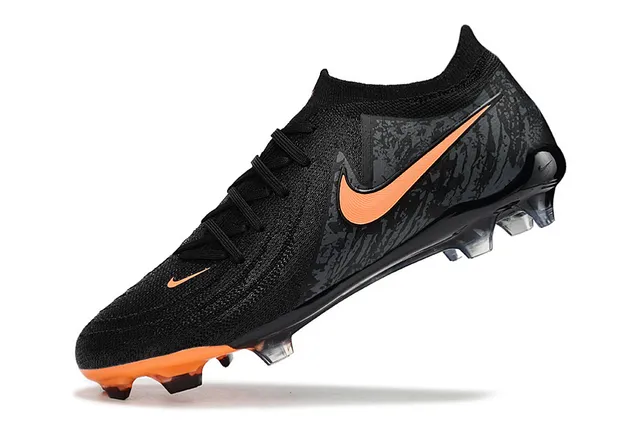Nike Black Orange Knit Upper Sock-Fit Collar Firm-Ground Soccer Shoes 3