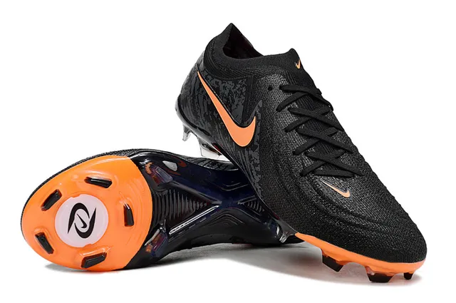Nike Black Orange Knit Upper Sock-Fit Collar Firm-Ground Soccer Shoes 4