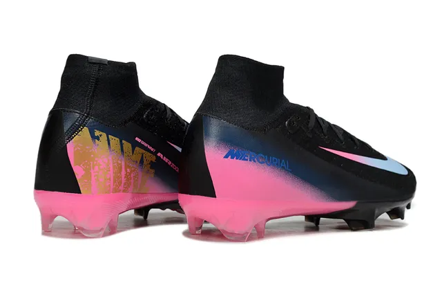 Nike Black Pink High-Cut Sock-Fit Collar Gradient Upper Firm-Ground Soccer Shoes 5