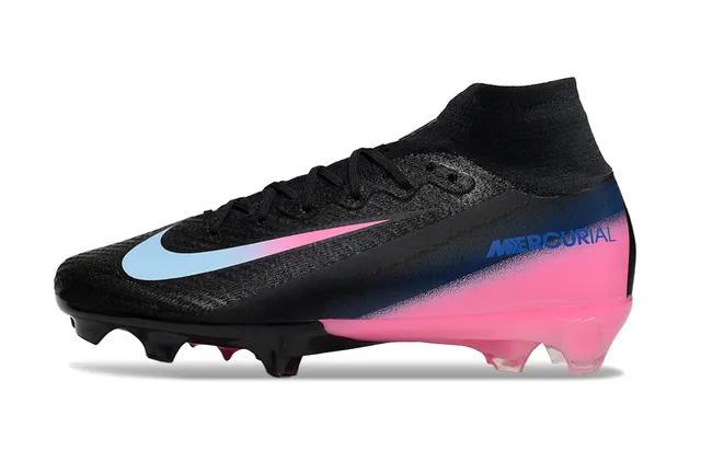 Nike Black Pink High-Cut Sock-Fit Collar Gradient Upper Firm-Ground Soccer Shoes 6