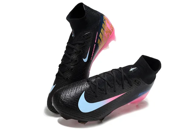 Nike Black Pink High-Cut Sock-Fit Collar Gradient Upper Firm-Ground Soccer Shoes 7