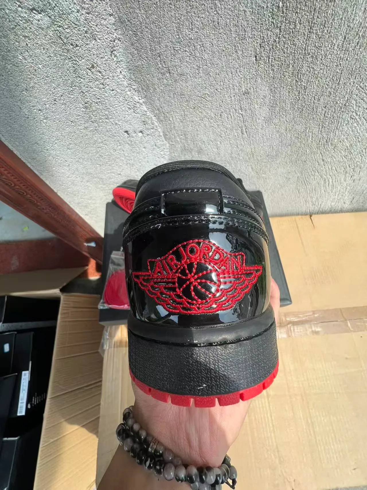 Nike Black Red Low-Top Patent Leather Accents Lifestyle Sneakers 8