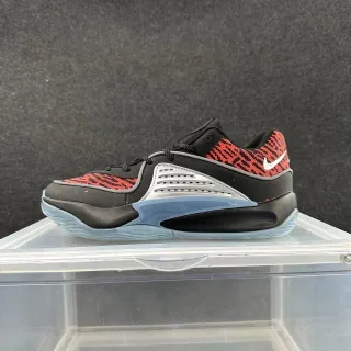 Nike Black Red Silver Patterned Knit High-Top Basketball Shoes