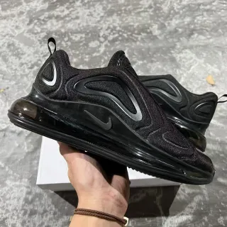 Nike Black Silver Full-Length Visible Air Unit Wave-Shaped Synthetic Overlays Lifestyle Sneakers