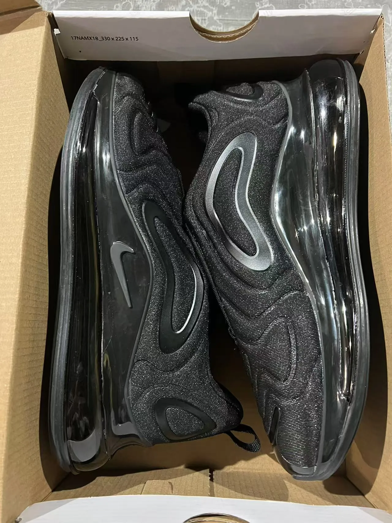 Nike Black Silver Full-Length Visible Air Unit Wave-Shaped Synthetic Overlays Lifestyle Sneakers 9