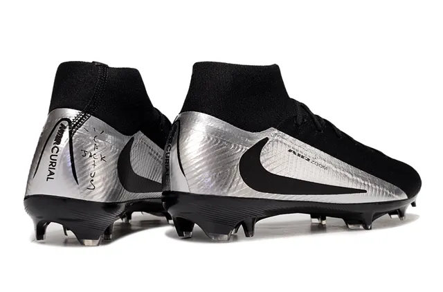 Nike Black Silver Knit Upper High-Cut Sock Collar Firm-Ground Soccer Shoes 5
