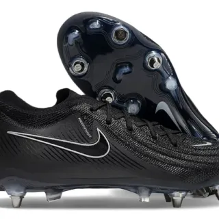 Nike Black Silver Knit Upper Low-Cut Silhouette Firm-Ground Soccer Shoes