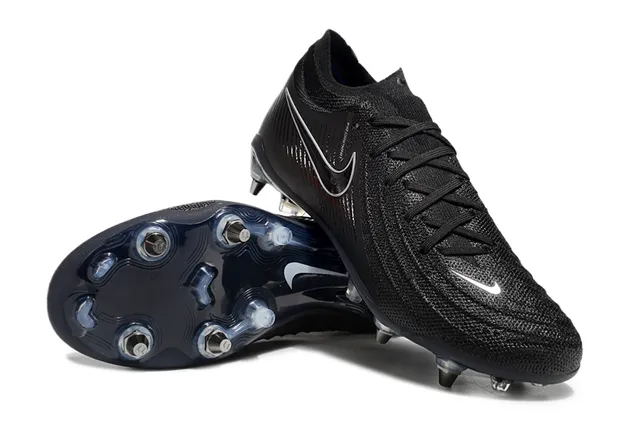 Nike Black Silver Knit Upper Low-Cut Silhouette Firm-Ground Soccer Shoes 4
