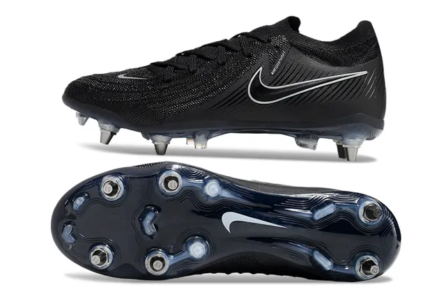Nike Black Silver Knit Upper Low-Cut Silhouette Firm-Ground Soccer Shoes 6