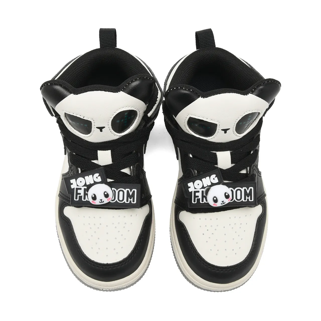 Nike Black White High-Top Panda-Themed Strap Basketball Shoes 22