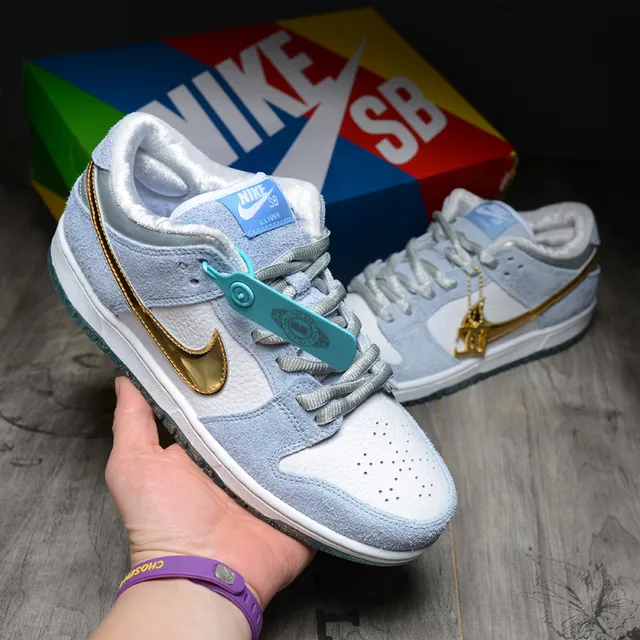 Nike أحذية التزلج على الرصيف منخفضة العلوي مزيج جلد سويد وجلد أزرق ذهبي 2