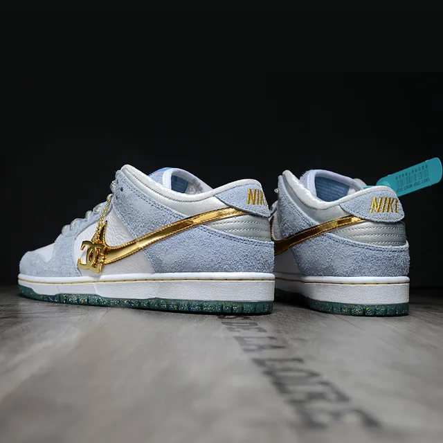 Nike أحذية التزلج على الرصيف منخفضة العلوي مزيج جلد سويد وجلد أزرق ذهبي 3