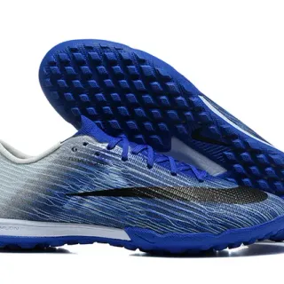 Nike Blue Gray Knit Upper Gradient Wave Pattern Turf Soccer Shoes