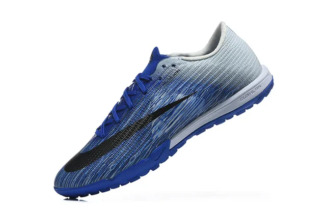Nike Blue Gray Knit Upper Gradient Wave Pattern Turf Soccer Shoes 4