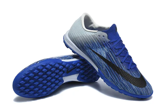 Nike Blue Gray Knit Upper Gradient Wave Pattern Turf Soccer Shoes 7