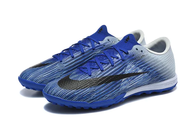 Nike Blue Gray Knit Upper Gradient Wave Pattern Turf Soccer Shoes 8