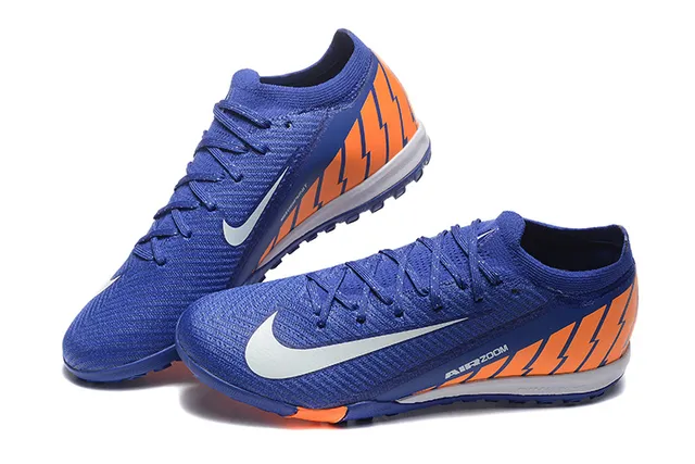 Nike Blue Orange Knit Upper Low-Cut Collar Turf Soccer Shoes 3