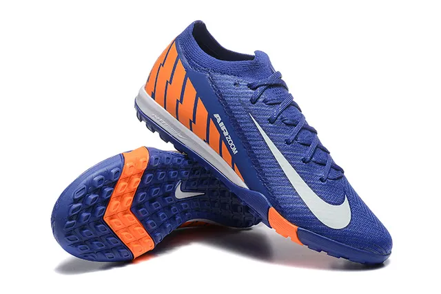 Nike Blue Orange Knit Upper Low-Cut Collar Turf Soccer Shoes 6