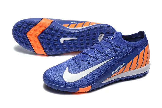 Nike Blue Orange Knit Upper Low-Cut Collar Turf Soccer Shoes 7