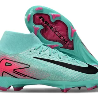 Nike Blue Pink High-Cut Knit Upper Aqua And Color Blocking Firm-Ground Soccer Shoes