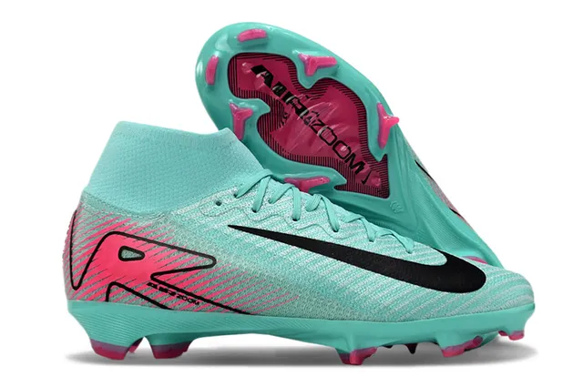 Nike Blue Pink High-Cut Knit Upper Aqua And Color Blocking Firm-Ground Soccer Shoes 1