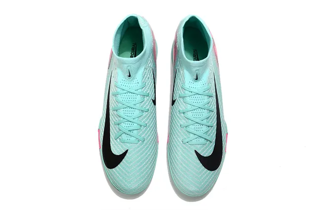 Nike Blue Pink High-Cut Knit Upper Aqua And Color Blocking Firm-Ground Soccer Shoes 2