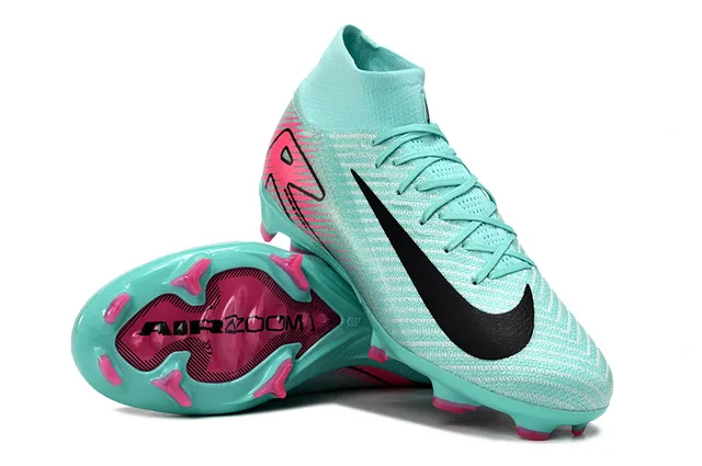 Nike Blue Pink High-Cut Knit Upper Aqua And Color Blocking Firm-Ground Soccer Shoes 3