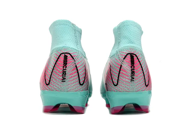 Nike Blue Pink High-Cut Knit Upper Aqua And Color Blocking Firm-Ground Soccer Shoes 4