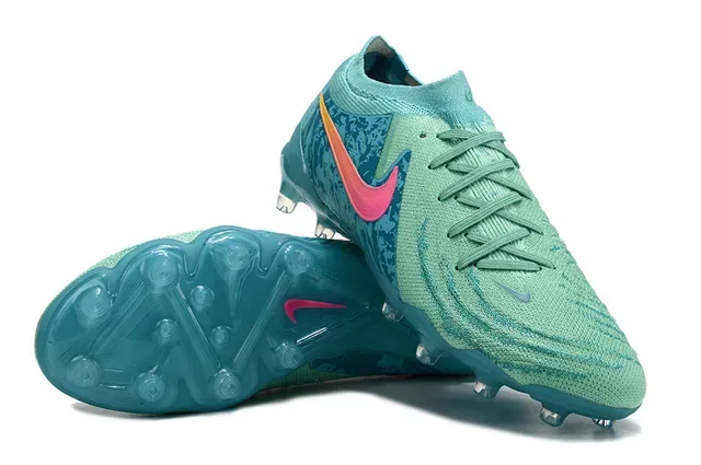 Nike Chaussures de Football Bleu Rose Tige Knit Lacets Asymétriques Firm-Ground 4