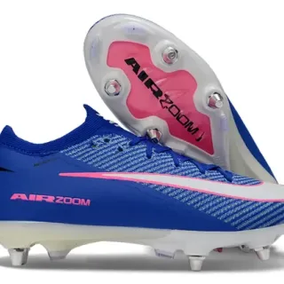 Nike Blue Pink Knit Upper Dynamic Fit Collar Firm-Ground Soccer Shoes
